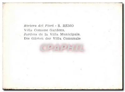 Sanremo - Giardini Comunali — Jardins municipais de Sanremo — Verso