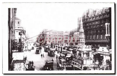 Charing Cross and Strand, Londres — vista da praça com o monumento de Charing Cross — editor não identificado