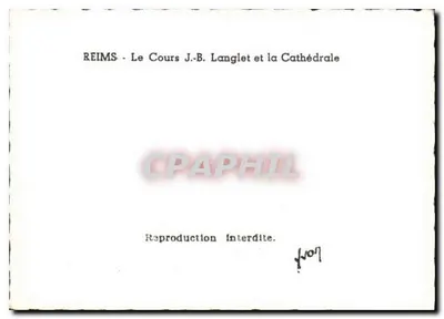Reims — Le Cours J.-B. Langlet et la Cathédrale — Éditeur non identifié — Verso
