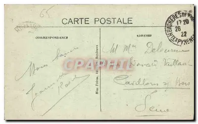 Bagnères-de-Bigorre — Vista Geral — Bloc Frères, editores, Bordeaux — Verso