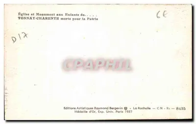 Igreja e Monumento aos Crianças de Tonnay-Charente — Éditions Artistiques Raymond Bergavin — Verso