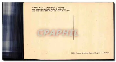 Saint-Palais-sur-Mer — Rocha marcando a extremidade da Grande Côte — Edições Artísticas Raymond Bergerin — Verso