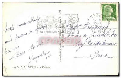 Vichy — Il Casinò — G.d'O. Photo-Éd. G. d'O. (P.-de-D.) — Verso