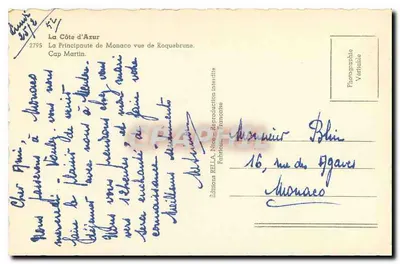 Principat Monako widziane z Roquebrune — Cap Martin — Wydawnictwo REI.A. Nick — Rewers