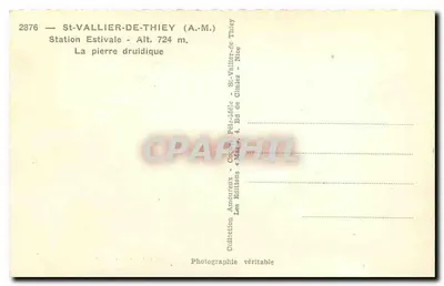 St-Vallier-de-Thiey — A pedra druidica — Éditions Amateurs, Nice — Verso