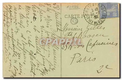 Châteauneuf-les-Bains — Widok z Hotełu des Thémas — Zamek, most i rzeka Sioule — Wyd. Daure Nooy — Rewers