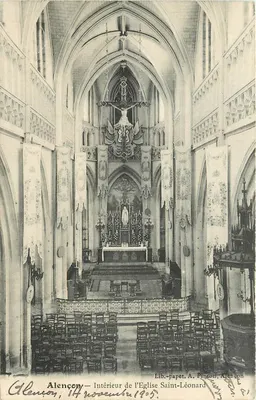 Alençon — Interior da Igreja de São Léonard — Lib.-papet. A. Pinson, Alençon