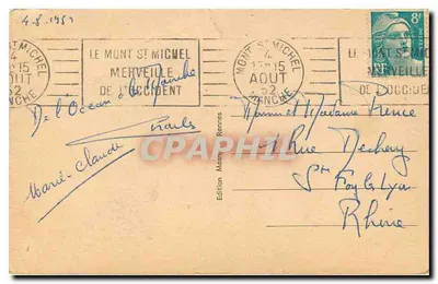 Le Mont Saint-Michel — Côté Sud-Ouest — Édition Mesny Rennes n°1027 — Verso