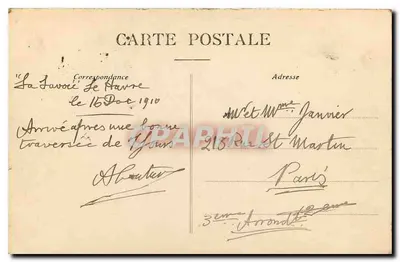 Le Havre — Garden of the City Hall and Rue de Paris — Publisher unknown — Back