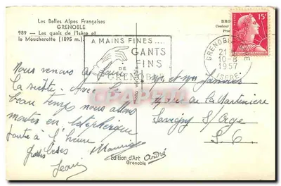Les quais de l'Isère et le Moucherotte — Grenoble — Édition d'Art André — Rewers