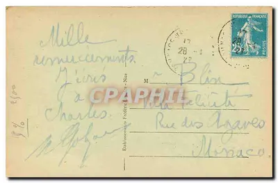 Nice - O Mont Boron e o Castelo do Inglês — Editor E.L. n°82 — Verso
