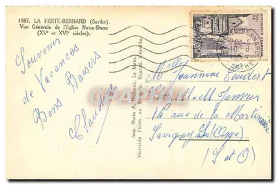 La Ferte-Bernard (Sarthe) — Ogólny widok Katedry Notre-Dame (XVe i XVIe wieku) — Imp. Photo A. Dolbeau, Le Mans — Rewers