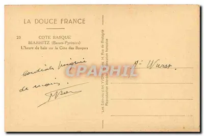 Biarritz — A hora do banho na Costa dos Bascos — Editor: Les Éditions d'Art 'VON' Paris — Verso