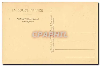 Annecy — Vecchio Quartiere — Les Éditions d'Art VYON, Parigi — Verso