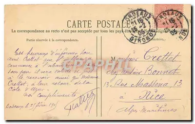 Bordeaux — Grand Teatr — Wydanie Fotopocztowe nr 29 — Rewers