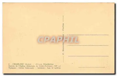 Charlieu (Loire) — Abadia Beneditina — Entrada da Igreja Abbatial de São Fortunato (século XI) — Verso
