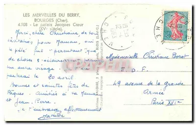 O castelo de Jacques Cœur — Bourges (Cher) — Edições Valoire — Verso