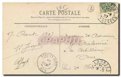 Lourdes — A Gruta — Editor: Paris, Impressora da Escola da Correios, n° 62 — Verso