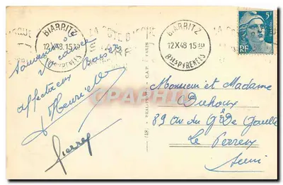 Biarritz — Contraluz no Rocher de la Vierge — Editor A.A. n°188 — Verso