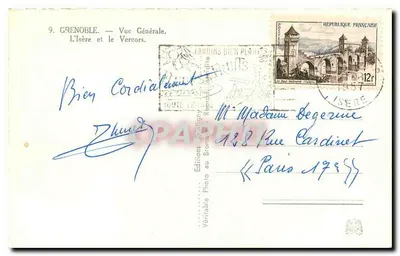 Grenoble — Vista General. El Isère y el Vercors — Éditions Photo Jardins Bien Plant — Reverso