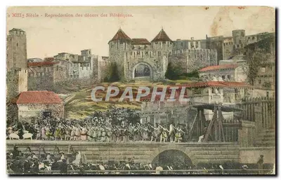 Bilhete postal antigo Decorações teatrais hereges