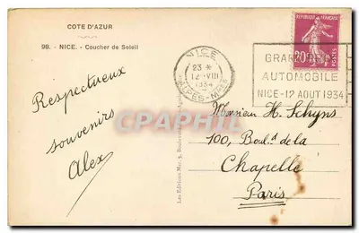 Côte d'Azur — Pôr do Sol — Les Éditions N° 98 — Verso