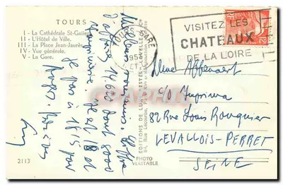 Souvenir Tours — Wydawca: Éditions de Luce Restéen, nr 2113 — Rewers