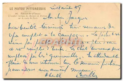 A escada rústica dos Rochers de Porteau — Poitiers — editor Le Poitou Pittoresque, n°66 — Verso