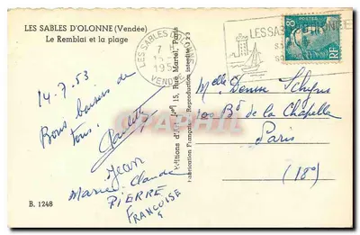 Les Sables-d'Olonne — plaża i wyżyna — Wydawnictwo Francuskie — Rewers