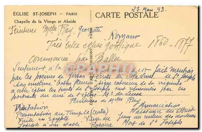 Kościół św. Józefa — Kaplica Matki Bożej i Absydę — Wydawnictwo D'Art Courmont — Rewers
