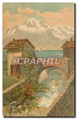 Paisagem alpina com ponte — editor não identificado, número de série não visível