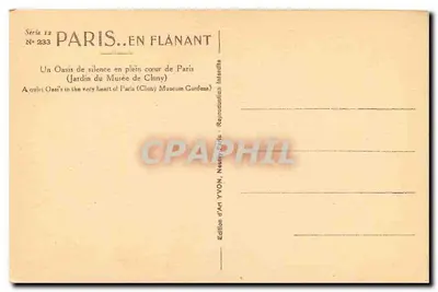 Jardin du Musée de Cluny — Oasis de silence — Edição d'Art YVON — Verso