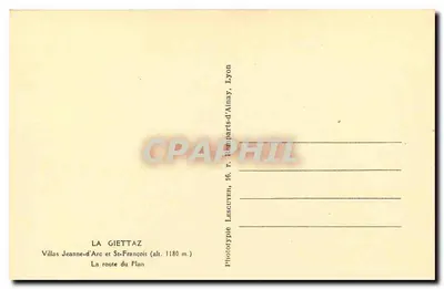 Villas Jeanne-d'Arc y St-François — La ruta del Plan — Fototipo Lascuren, Lyon — Reverso