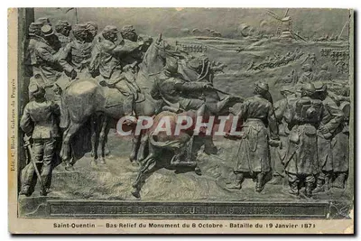Saint-Quentin — Bas-relief do Monument do 8 de Outubro — Batalha do 19 de Janeiro de 1871 — Editor C. Blach - Galeries du Progrès