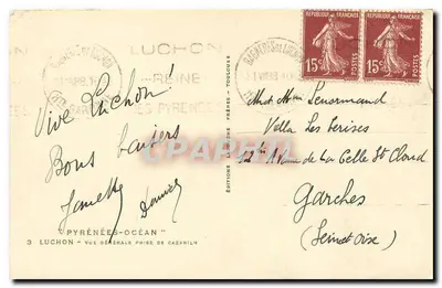 Luchon — Vista geral tirada de Cazarily — Edições Luchon — Verso