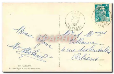 A Basílica através das árvores — Lisieux — CAP — Verso