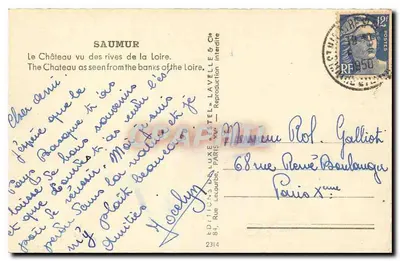 Saumur — O Castelo visto das margens da Loire — Estel — Verso