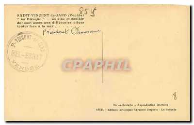 Saint-Vincent-de-Jard — 'La Bicoque' — Cozinha e corredor — Edições Artísticas Raymond Bergevin — Verso