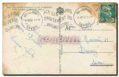 Embarcação a vela no Lago do Bourget — Aix-les-Bains — Editor A. Goudong — Verso