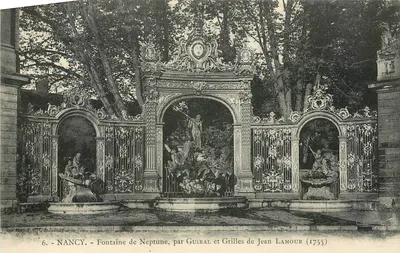 NANCY - Fontaine de Neptune, autorstwa Guibal i Grilles Jean Lamour (1755)