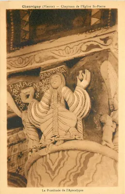 Chauvigny (Vienne) — Chapiteau da Igreja de São Pedro — A Prostituta da Apocalipse