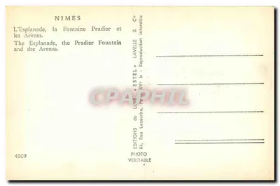 Nîmes — L'Esplanade, Fontaine Pradier i Areny — Wydawca Etel — Rewers