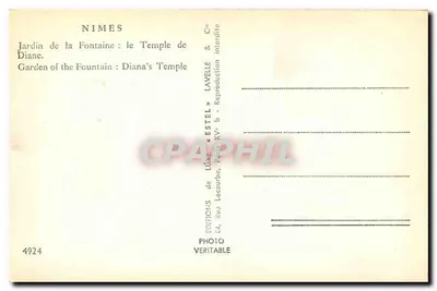 Nîmes - Ogród Fontaine: świątynia Diany — Wydawnictwo LUXE d'ESTEL, nr 4924 — Rewers