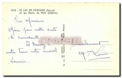 Lago de Morgins — Dentes do Meio-Dia (3260 m) — Edições J. Cellard, 13, rue de l'Économie (Rhône) — Verso