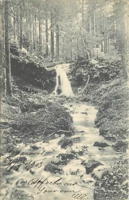 Châumont — Cachoeira na floresta — Impressora Raphael Tuck & filhos, Série 180
