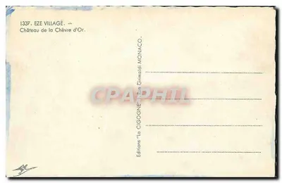 Vila de Eze — Castelo da Chèvre d'Or — Edições 'La Cigogne' Grimaldi Monaco — Verso