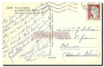 Mont Sainte-Odile — Widok z lotu ptaka z południowej strony drogi — Wydawnictwo Europy, Carabin - Strasbourg — Rewers