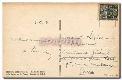 Biarritz (Côte Basque) — Przebity skałowiec i skała Niepokalanego — Tito — Rewers