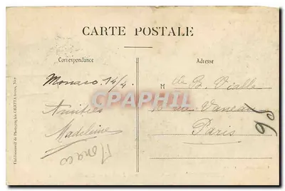 Monte-Carlo — O Casino e os Jardins — Os Boulingrins — Edição Gilletta, fot., Nice, n° 788 — Verso