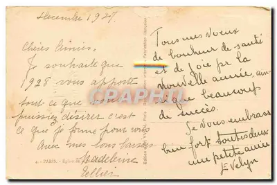 Igreja de La Madeleine — Paris — Edição Yvonn — Verso